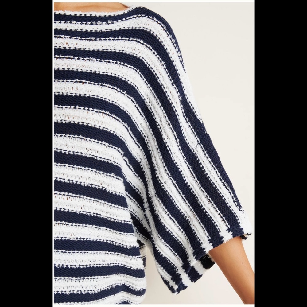 by Anthropologie Sz M/L Evie Poncho Striped Sweater - Picture 2 of 10